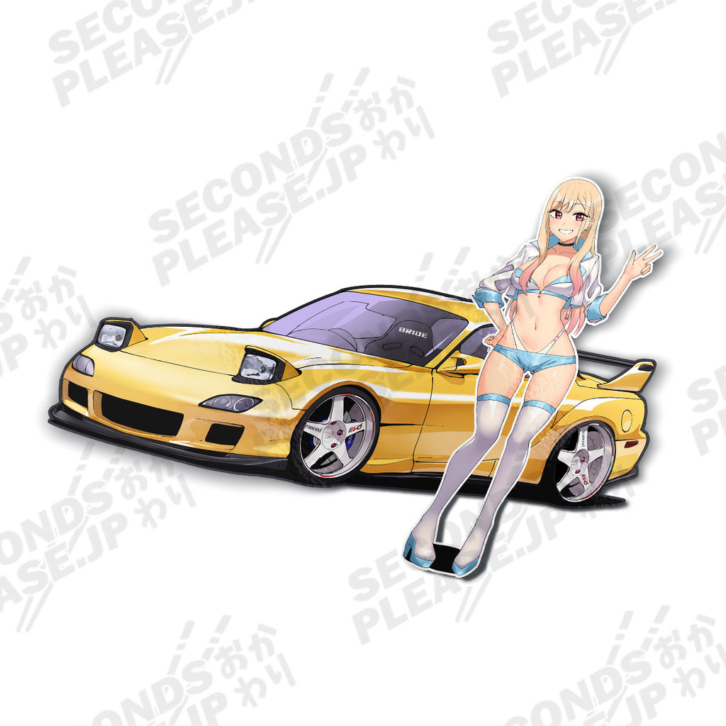 Download Gleaming Gold Mazda RX-7 - A Marvel of JDM Anime Wallpaper |  Wallpapers.com